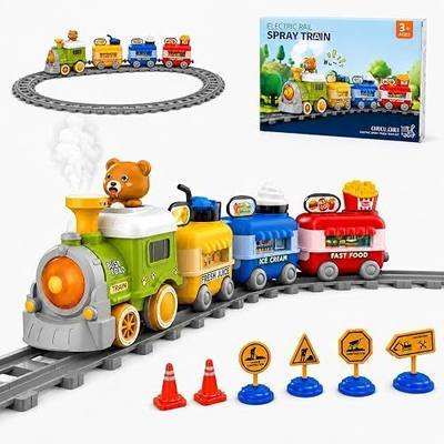 Electric Train Set for Toddlers,Realistic Steam Train Toys with Lights & Music for Kids , Magnetic Cartoon Bear Choo Choo Train, Toy Train Christmas Birthday Gift for Toddlers 3 4 5 6+ Boys Girls