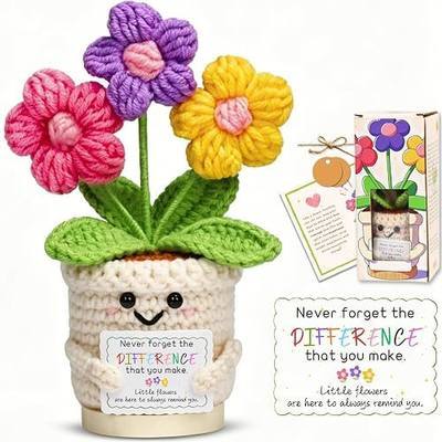 Thank You Gifts Set for Women: Teacher Appreciation Gifts 'Never Forget the Difference that You Make', Inspirational Crochet Flower Birthday Graduation Retirement End of Year Gift for Mentor Coworker