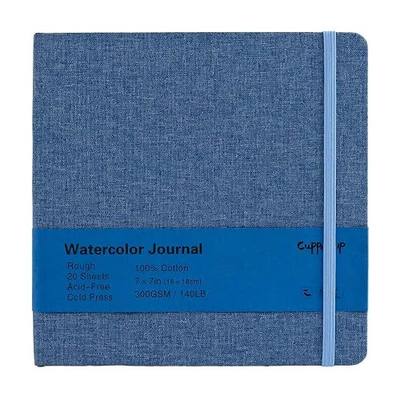 CuppaClip Watercolor Sketchbook, 100% Cotton Rough Watercolor Paper, 20 Sheets Acid-Free Watercolor Journal, 300gsm/140lb for Painting, Drawing, Art Journaling (7×7in)