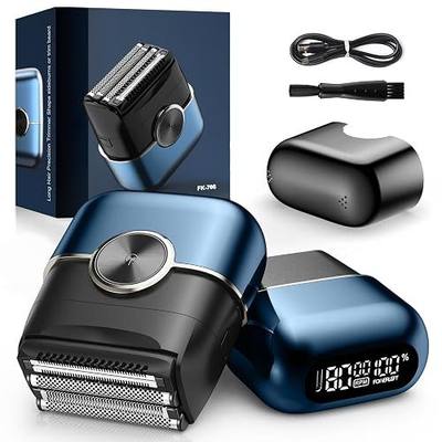Foil Shavers for Men:Mini Electric Razor for Men, Travel, Home & Daily Grooming - 4 Floating Blades, 2 Speeds, IPX7 Waterproof, LED Screen, USB-C Cordless Gift