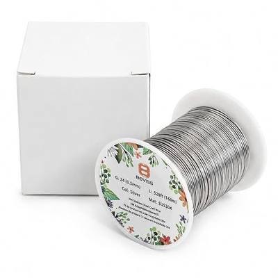 24G 304 Stainless Steel Wire 525FT Craft Wire for Jewelry DIY Garden | 304 stainless steel wire featuring 60% more length than most competitors. Bendable and easy to cut, tangle-free box packaging