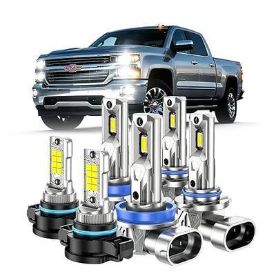 Marsauto Fits For GMC Sierra 1500 2500 (2007-2013) H11 9005 High/Low Beam and 5202 LED Fog Light Bulbs Combo Pack, 92,000LM Bright 6500K 9005 H11 Bulbs, Pack of 6