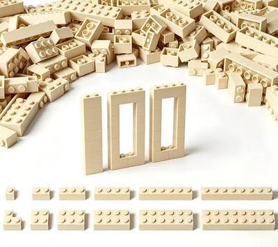 100 Piece Building Blocks Assortment Pack - Tan Bricks with 12 Sizes, Compatible with Lego Parts