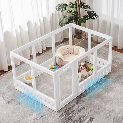 Clear-air Dog Playpen, Expandable Acrylic Dog Playpen for Small Dogs, Transparent Clear Dog Play Pen Indoors Puppy Enclosure, 24", 10 Panels, White