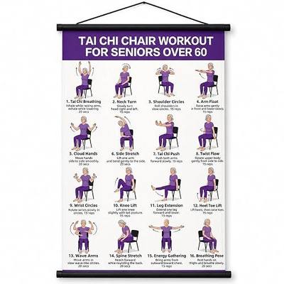 Lionpower Tai Chi Chair Workout Chart for Seniors - Chair Tai Chi Exercise Poster for Beginners - Seated Tai Chi for Seniors Workout Guide - Instructional Wall Art for Balance & Flexibility (16 x 24 inches)
