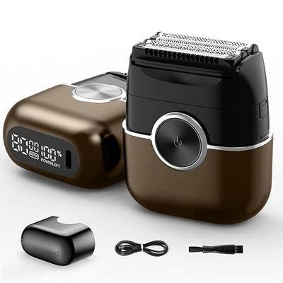 Foil Shavers for Men:mini Electric Shaver for Travel & Daily Grooming - 4 Floating Blades, 2 Speeds, IPX7 Waterproof, LED Screen, USB-C Cordless