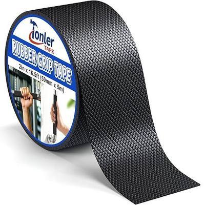 Black Anti-Slip Rubber Grip Tape 2" x 16.5FT High Adhesive Waterproof | Textured non-slip cushion pad for tool handles, heat resistant wear-proof, easy to cut for indoor outdoor use