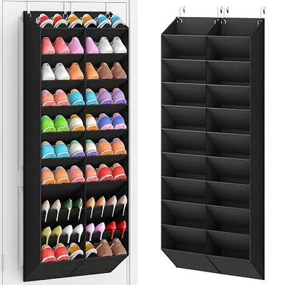 UVIAHOMI 20-30 Pairs Over the Door Shoe Organizer, Breathable Pockets Hanging Shoe Storage for Closet, 10-Tier Door Shoes Rack, Handing Shoes Holder Fit All the Family's Sneakers, Boots, Heels, Black