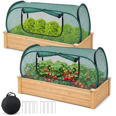 2 Pack Pop Up Mesh Plant Cover-33% Sunblock Garden Covers for Raised Beds | Racknookly 44x22 x17.5in Breathable Garden Netting for Raised Beds with 8 Stakes for Protecting Seedlings Fruits