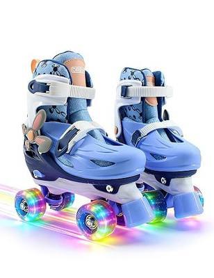 Kids Roller Skates for Girls & Boys Ages 3-12 Size C12 to Y6 Adjustable Quad Roller Skates with Lighting Wheels for Training/Beginners