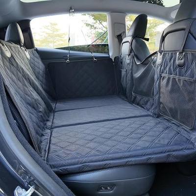REEVAA Hard Bottom Back Seat Cover for Heavy-Duty Dogs, Dog Car Seat Extender, Waterproof Dog Hammock with Mesh Window for Car, Universal Fits for Crew Cab Trucks, XL, Black