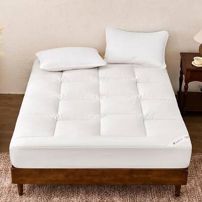 YOUR MOON Wool Mattress Pad Queen,51% Australian Wool, 500GSM-White | Natural Cotton Cover, Quilted Wool Mattress Pad, Fitted Mattress Bed Cover with 16-Inch Deep Pocket, 60 x 80 in