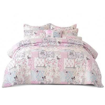 Floral Comforter Set King Size 102x90, Lightweight Breathable Bedding with 2 Pillow Shams (20x36), Soft Durable Quilt, Botanical Patchwork Bed Set for Master Bedroom Guest Room