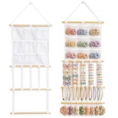 Headband Holder, Hair Bow Organizer for Girls, Large Capacity Pre-Assembled Hair Accessories Display for Headbands, Bows, Clips & Scrunchies, Wall Hanging Nursery Room Decor