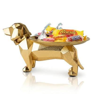 Gold Dog Statue Tray for Keys, Rings, Candy Dish, Home Decor | Key Tray, Ring Dish, Jewelry Tray, Geometric Dog Statue, Coffee Table Decor, Entryway Decor, Dog Lover Gift, Desk Decor