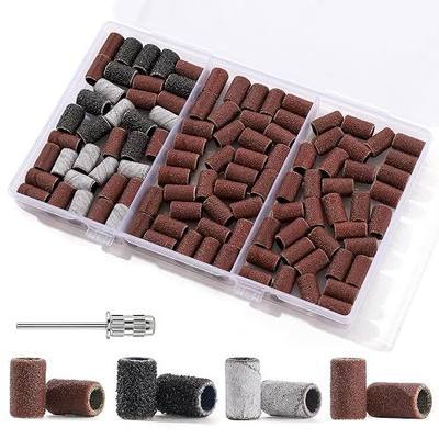 105 Pcs Sanding Bands For Nail Drill, 0.31in 80/120/180/240 Grit Sanding Bands With Mandrel Nail Bit For Acrylic Nails Gel Removing Shaping Polishing Nail Salon Use
