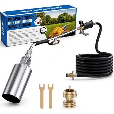 Propane Weed Torch with 11.5FT Hose, Weed Burner for Outside | Long/Short Mode, Self-Igniting Blow Torch with Turbo Trigger and Adjustable Flame Control for Garden, Yard, Driveway