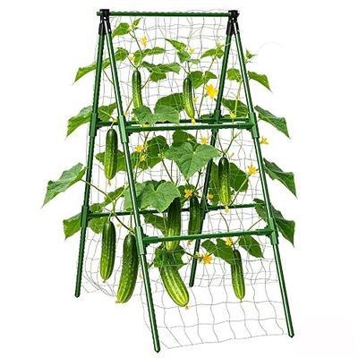 Garden Cucumber Trellis for Climbing Plants Outdoor, 47x16 inch A Frame Cucumber Trellis for Garden Raised Bed, Plant Support for Vegetable Vine Pea Bean, with Netting (15.7x47in)