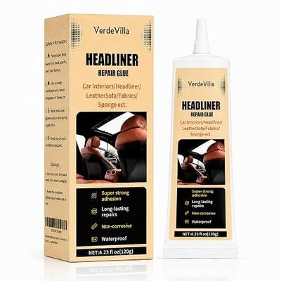 Headliner Repair Glue, Car Headliner Adhesive with Brush, Car Roof Liner Fabric Adhesive, Upholstery Glue for Cars,Headliner Repair Kit, Suitable for Automotive interiors, Fabric, Leather