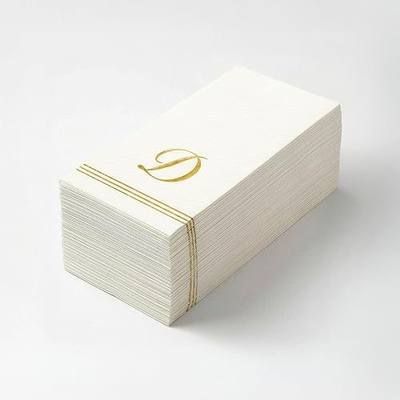 Letter D Linen-Feel Guest Towel Napkins, Gold Letter D, Cursive Font, Disposable Airlaid White Paper Napkins For Dinner Party Tables, Weddings, and Bathrooms, 50-pack, 4 x 8.5 inch (Cursive)