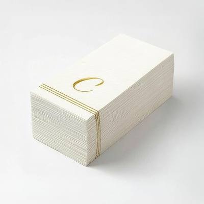 Letter C Linen-Feel Guest Towel Napkins, Gold Letter C, Cursive Font, Disposable Airlaid White Paper Napkins For Dinner Party Tables, Weddings, and Bathrooms, 50-pack, 4 x 8.5 inch (Cursive)