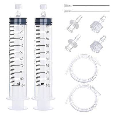 2 Pack 100ml Large Syringe with 2pcs 39in Tubing and 4 Sets 3.2mm Luer Adapters for Liquid Dispensing Fluid Extraction Automotive Oil Glue Application Hobby Crafts Plant Watering