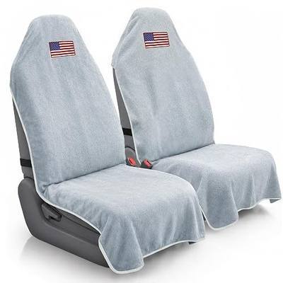 Car Seat Towel Cover, Sweat-Proof & Absorbent Microfiber Seat Protector for Gym, Workout & Beach, Universal Fit for Most Cars, SUVs & Trucks, 59"x29", Silver Gray Flag (2-Pack)