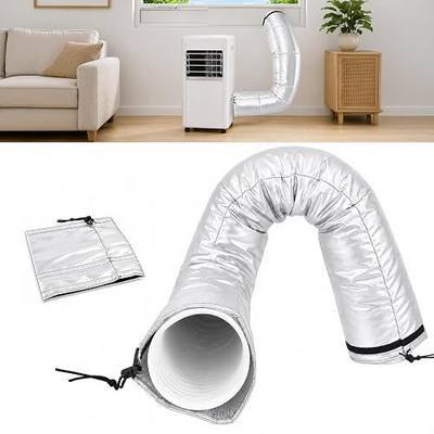 Portable AC Hose Insulation Sleeve, Heat Insulation Cover Wrap for 5" & 5.9" Exhaust Hose, Triple-Layer Reflective Material, Portable AC Vent Sleeve for Window Seal, Tool-Free Installation