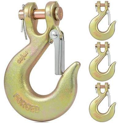 4pcs 3/8" Clevis Slip Hook with Safety Latch,Heavy Duty G70 Forged Tow Chain Hook for Tractors, Loaders, Trailers & Rigging
