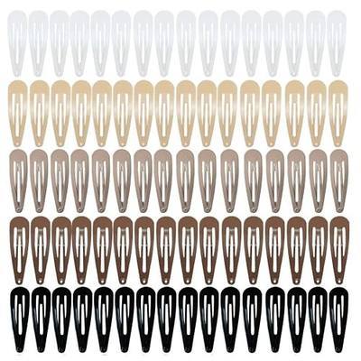 80 Pieces Neutral Tone Snap Hair Clips, 2 Inch Non-Slip Metal Barrettes for Women, Minimalist Daily Hair Accessories (Black, Brown, Taupe, Beige, White)