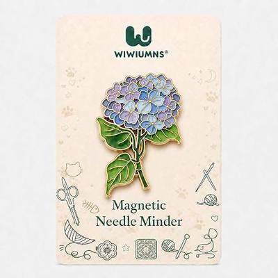Magnetic Needle Minder for Cross Stitch, Enamel Floral Needle Holder Magnet for Embroidery, Sewing & Quilting, Blue Purple Stitching Accessory Gift for Stitchers and Crafters