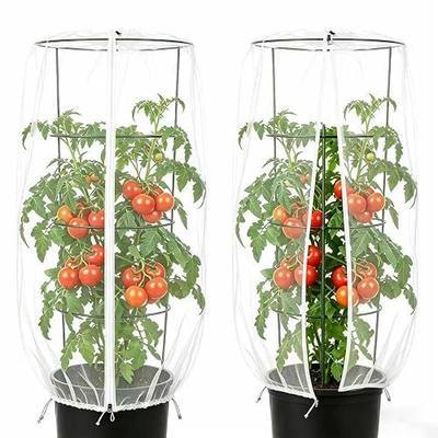 2 Pcs Garden Bird Netting Cover for Round Tomato Cage, 59" x 18" Tomato Trellis Insect Barrier Protection Mesh, Plant Cage Garden Net Cover with Zipper for Vertical Climbing Plants Vegetables Fruits