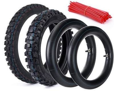 Wear-Resistant, Hyssk 80/100-14 (2.50-14) Rear + 60/100-14 Front, 6PR DOT-Certified, Heavy-Duty Dirt Bike Tire and Tube, for CRF70/110, KLX110, 110cc & 125cc Off-Road Pit Bike