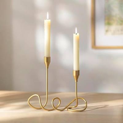 Romadedi Taper Candle Holder Gold - 7.99" Tall Metal Candlestick Holder - Modern Vintage Candle Stick Holders for Wedding Centerpiece Dining Table Decor Fireplace Mantel Christmas Decoration