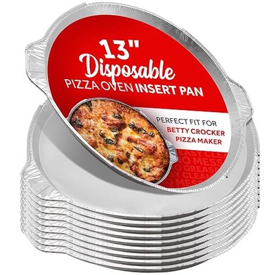 12" Pizza Oven Insert Pan (25-Pack) - Disposable Aluminum Liner for Countertop Pizza Makers, Fits Betty Crocker Pizza Maker, Piezano & More
