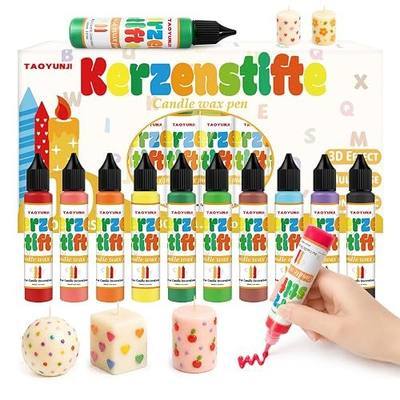 TAOYUNJI Candle Wax Pen, 10-Color Candle Painting kit for DIY Projects, Birthday Party, Special Occasions Create Colorful Candles, Safe and Non-Toxic(30ML/1.01OZ)