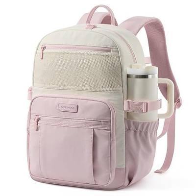 LOVEVOOK Laptop Backpack for Women with Giant Tumbler Holder - DIY Cute 15.6Inch Work Computer Travel Backpack with Laptop Compartment, Large Capacity College Commuter Teacher Purse Bag, Gift Pink