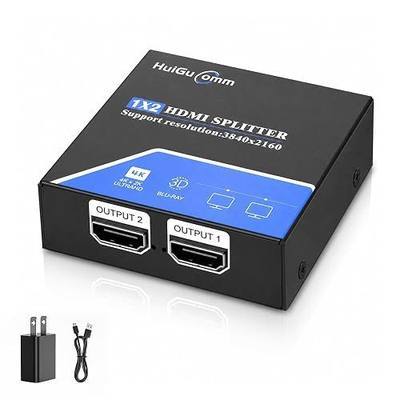 HDMI Splitter 1 in 2 Out, 4K 30Hz 1080P 60Hz 1X2 Powered HDMI Splitter for Dual Monitors, Mirror Only Display for Laptop PC TV Projector HDTV