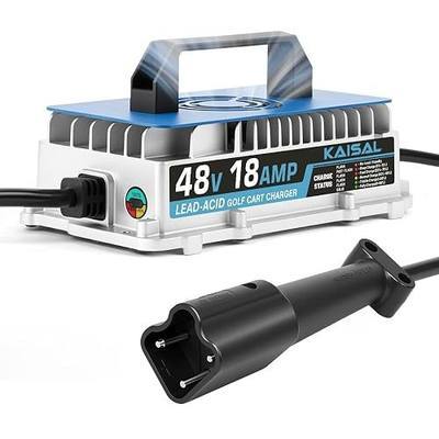 48 Volt 18 AMP Golf Cart Battery Charger for Yamaha G29 Drive & Drive 2 with 3-Pin Leaf Plug, IP67 Waterproof 48V Golf Cart Charger Trickle Charger with 16FT Cable, 8 Protection for Lead-Acid Battery