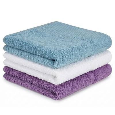 3 Pack 100% Cotton Wash Cloths, 13 x 13 inch Highly Absorbent and Soft Feel Fingertip Towels, Machine Washable Showering Face Washcloths for Bathroom, Gym, Hotel, Spa and Kitchen, Multicolor