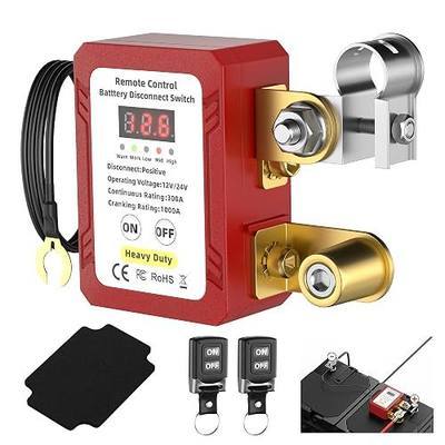 Joinfworld Kill Switch for Car 12V 300A Remote Battery Disconnect Switch with Led Voltage Display and Positive Disconnect Anti-Theft Automatic Shut Off Switch for Auto Truck Boat