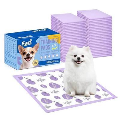 Lavender Puppy Pads-24"x 24", 50 Count Disposable Dog Pee Pads | 6-Layer Super Absorbent Quick Dry Leakproof Dog Pads with Adhesive Tabs, Odor Control Pee Pads for Dog Indoor Crate Training