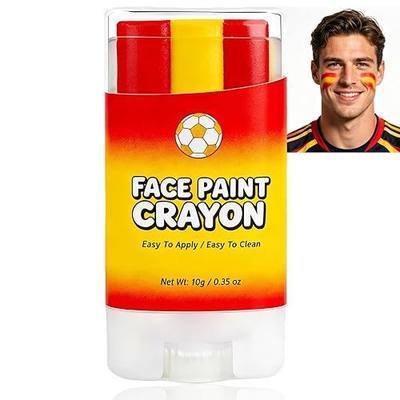 Red Yellow Red Face Body Paint Stick,Spain Soccer Fans Face Paint Crayon for World Cup 2026 Sports Makeup,Non-Toxic Washable Flag Face Paint for Softball Football Baseball Game Day,Celebrations Party