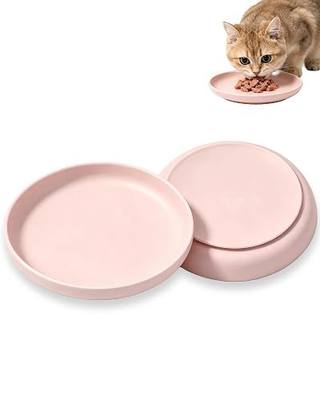 Cat Dog Bowl with Suction, 7.1" Shallow Wide Pet Bowl, 1 Pcs | Whisker friendly, Unbreakable silicone, BPA free & non slip, for dry/wet food and water, Dishwasher safe, Home & travel