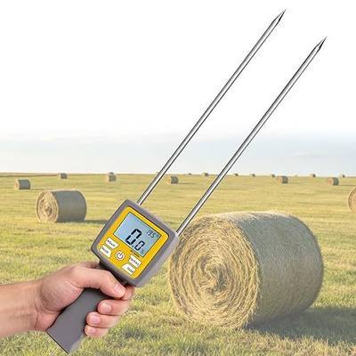 Hay Bale Moisture Tester, Hay Moisture Meter with Long Probe, Portable Bale Moisture Meter for Hay Bales, Forage Grass, Alfalfa, Orchard Grass and Other Hays | Portable Digital Probe with Backlit LCD, 0-84% Moisture Range for Hay Bales