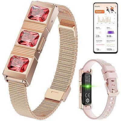 Women's Smart Bracelet with 2 Bands, Health Fitness Tracker, 24/7 Heart Rate/Blood Oxygen/HRV/Sleep Monitor, Fashion Ruby Wristband with Message/Call Reminder Free Subscription