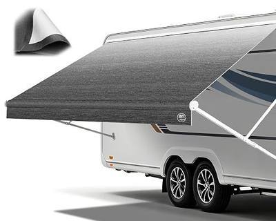 19.5oz RV Awning Fabric Replacement, 1200D Camper Awning 15FT(Fabric 14'2"), Heavy Duty 5-Layer Vinyl Fabric, Waterproof RV Canopy for Camper, Trailer & Motorhome, Fits Electric & Manual Awnings