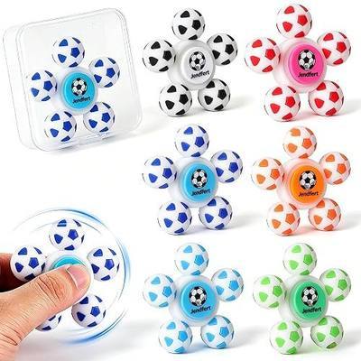 Soccer Fidget Spinner 6 Pack, 2.3'' High-Speed Silent Sensory Toys | Stress Relief Finger Spinners for Kids & Adults, Soccer Party Favors, Goodie Bag Stuffers, Classroom Prizes
