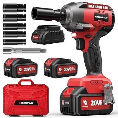 ARCCAPTAIN Cordless Impact Wrench 996Ft-lbs(1350N.m), 1/2 Inch High Torque Impact Gun, 20V 2x4.0Ah Batteries & Fast Charger, 3 Variable Speeds, LED Light, High-Rate Impact Driver for Truck/Car/Pickup