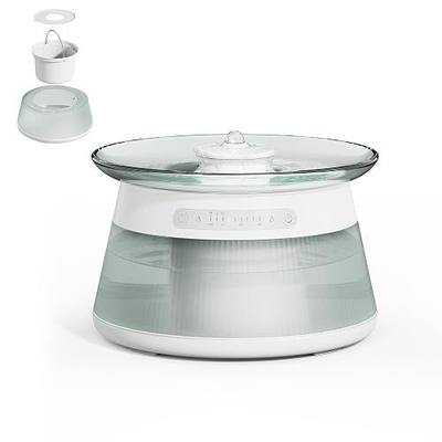 Glass Smart Cat Water Fountain Filterless | Pet Drinking Water Fountain Bowl No Filter, Battery Operated Cat Water Fountain